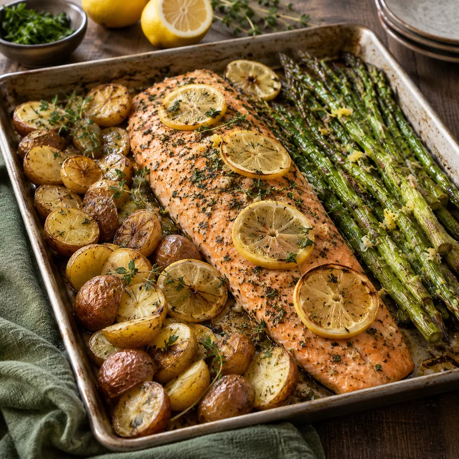 Lemon Herb Salmon Tray Bake